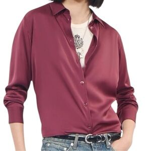 The Kooples Silk Shirt SZ L Maroon